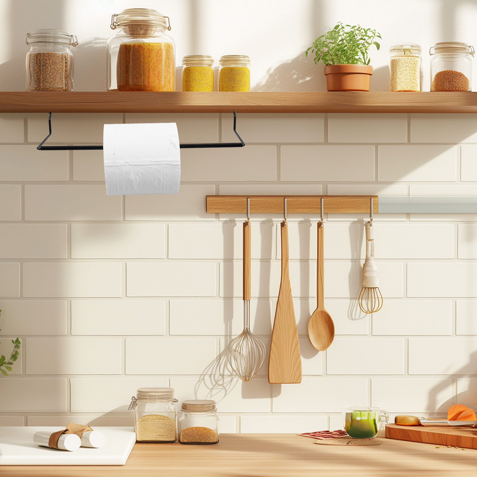 Food Storage Rack For Kitchen - 메탈 페그보드 주방 수건 걸이 종이