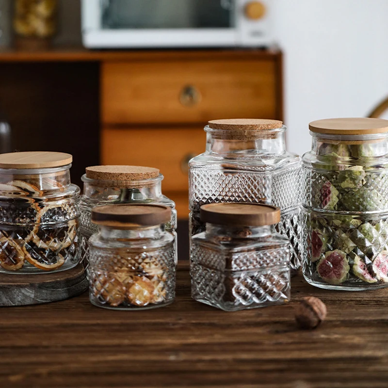 Food Storage Glass Containers Large - 나무 뚜껑이 있는 대용량 유리 밀폐