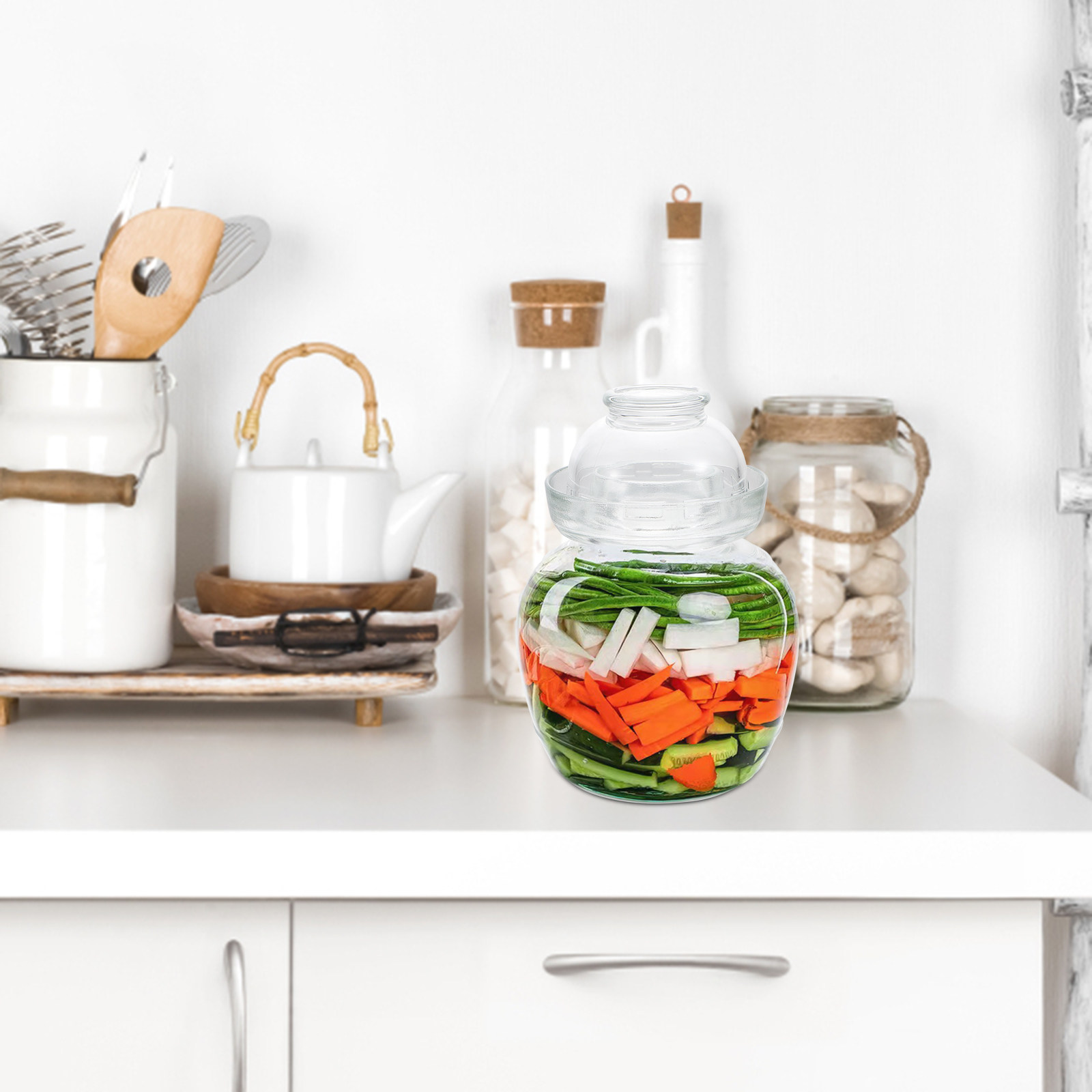 Food Storage Glass Containers Large - 프리미엄 식품 등급 유리 피클 병,