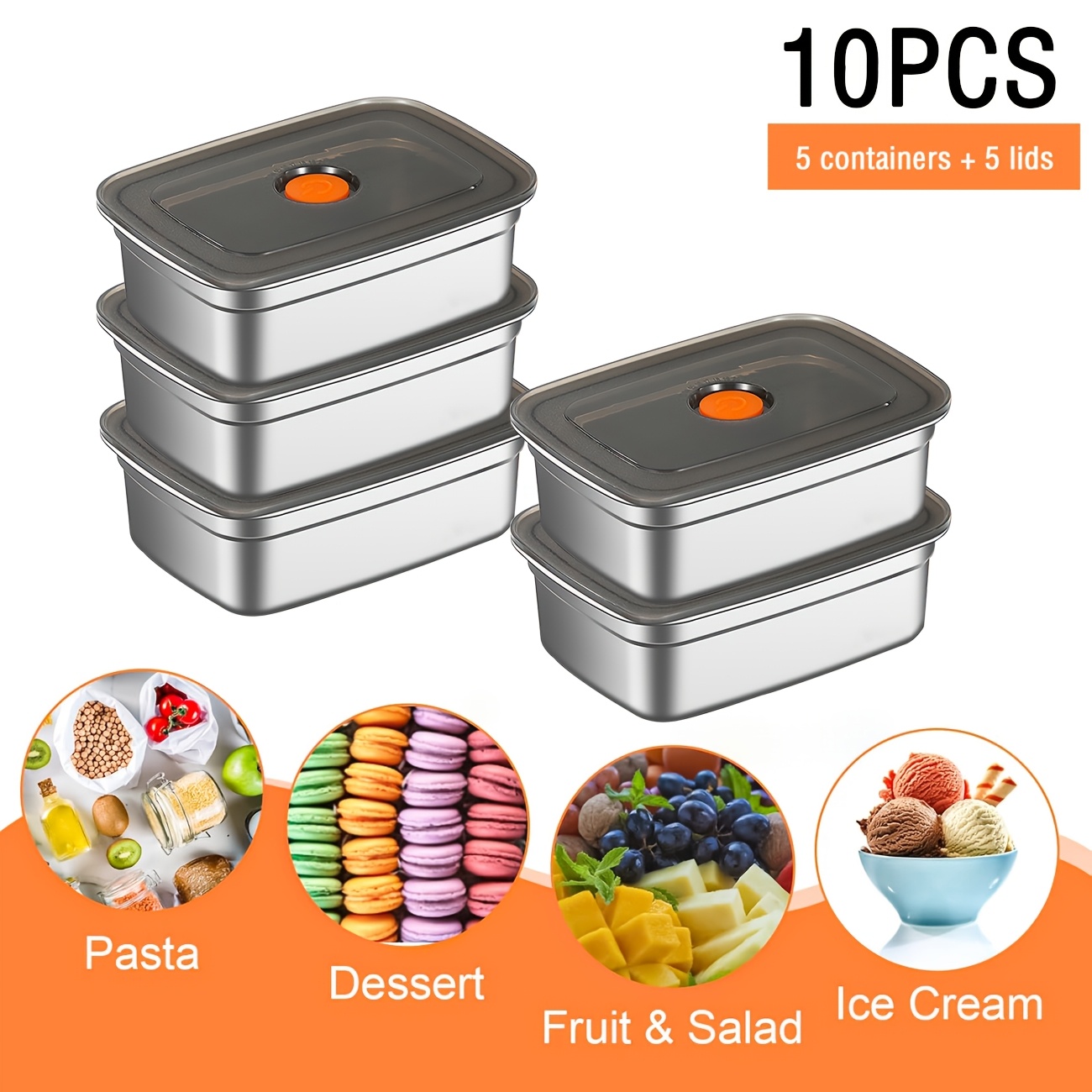Food Storage Restaurant - 10종 스테인리스 스틸 식품 보관 용기