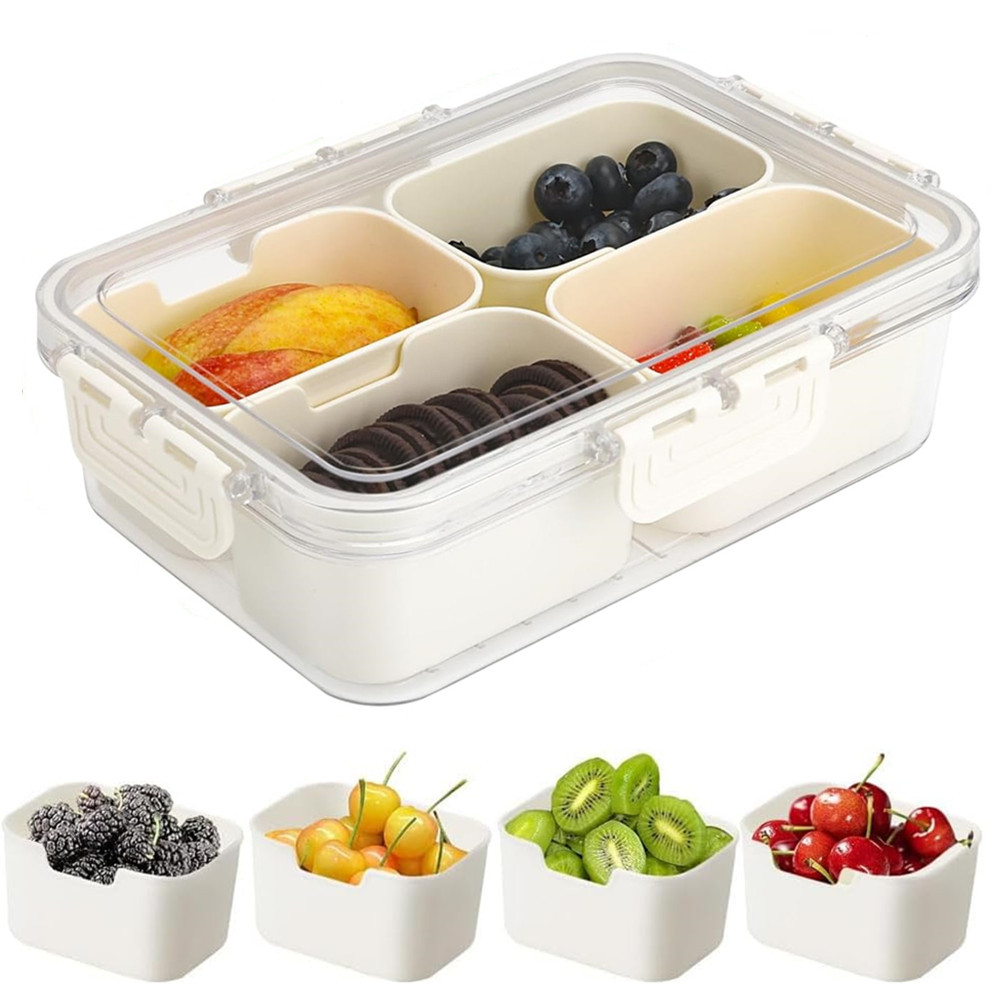 Food Storage Quart - 휴대용 식품 보관함, 스낵 보관함, 뚜껑이