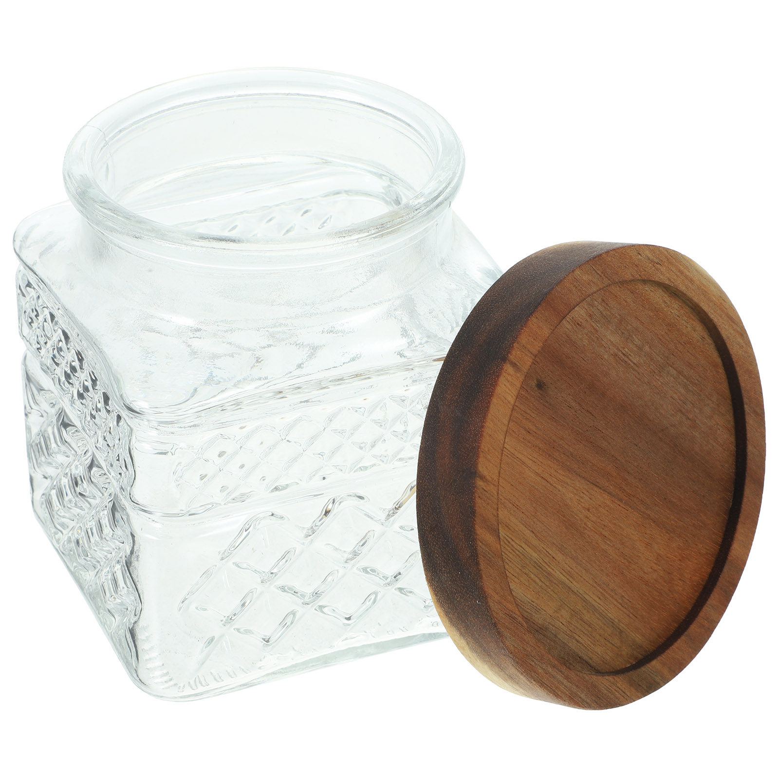 Food Storage Jars With Wooden Lids - 나무 뚜껑이 있는 투명 유리 용기,