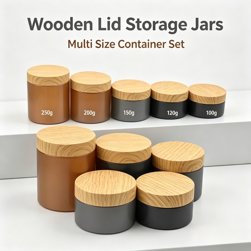 Food Storage Jars With Wooden Lids - 30개입 PET 빈 플라스틱 용기 100/120/150/200/250g