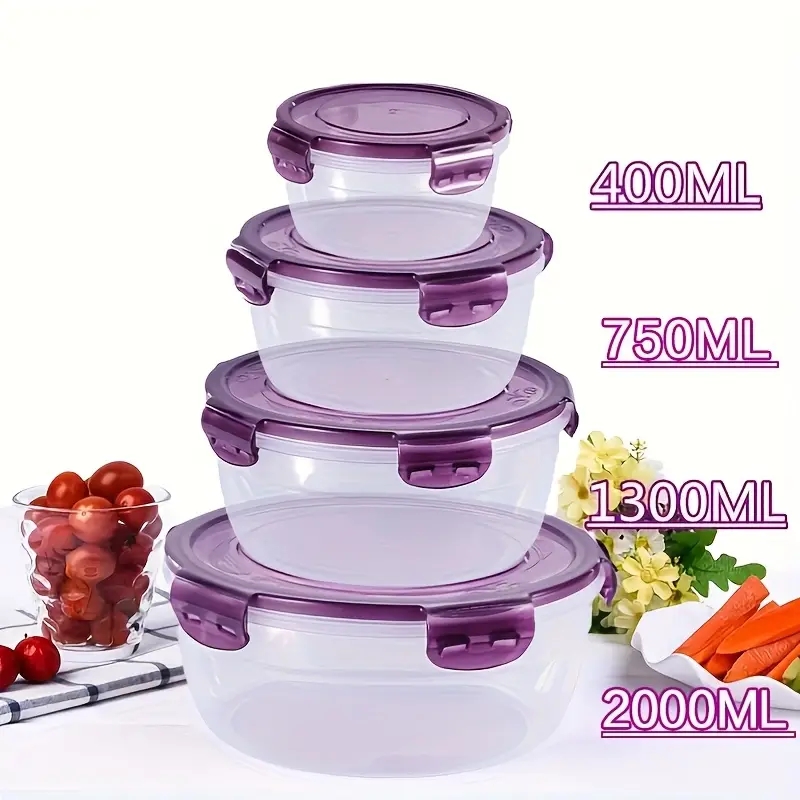 Food Storage Method - 플라스틱 식품 보관 용기 4개, 도시락,