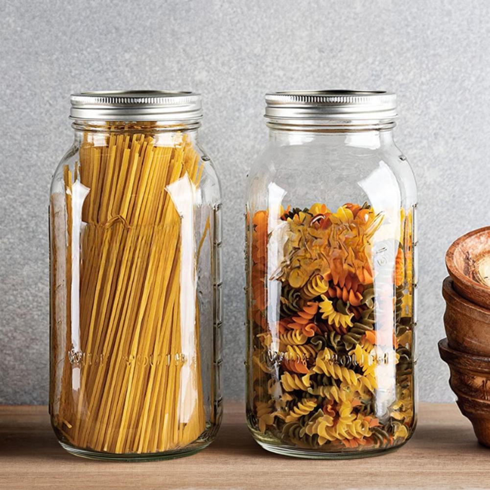 Food Storage Glass Containers Large - 2000ML 와이드 마우스 메이슨 유리병, 뚜껑이