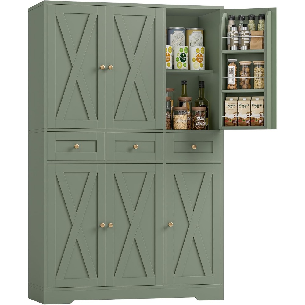 Food Storage Without Pantry - HOSTACK 67인치 팜하우스 주방 팬트리 수납장(서랍