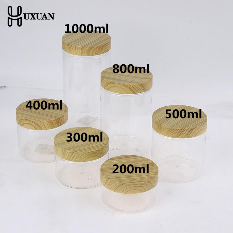 Food Storage Jars With Wooden Lids - 플라스틱 모조 나무 뚜껑이 있는 빈