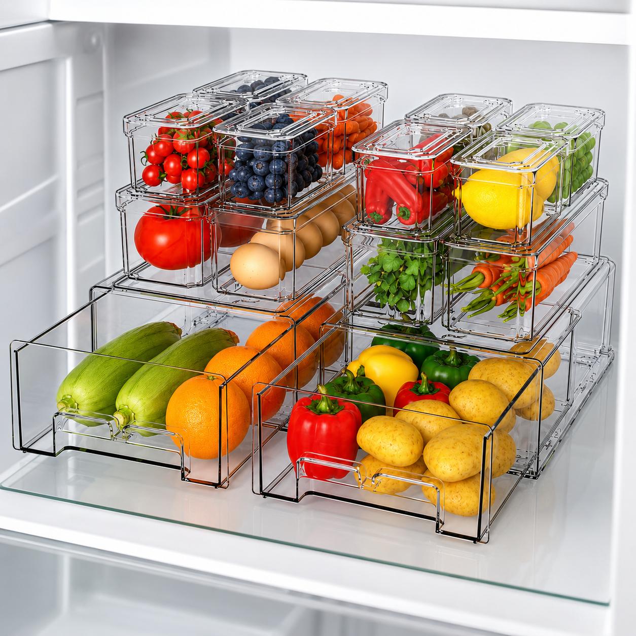 Food Storage Without Pantry - 쌓을 수 있는 뚜껑 있는 냉장고