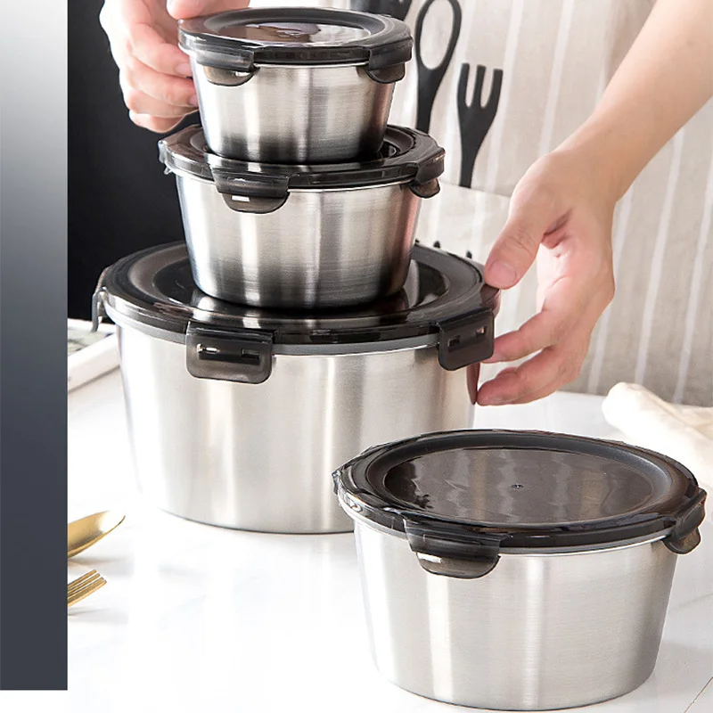 Food Storage Quart - 뚜껑이 달린 304 스테인리스 스틸 도시락,