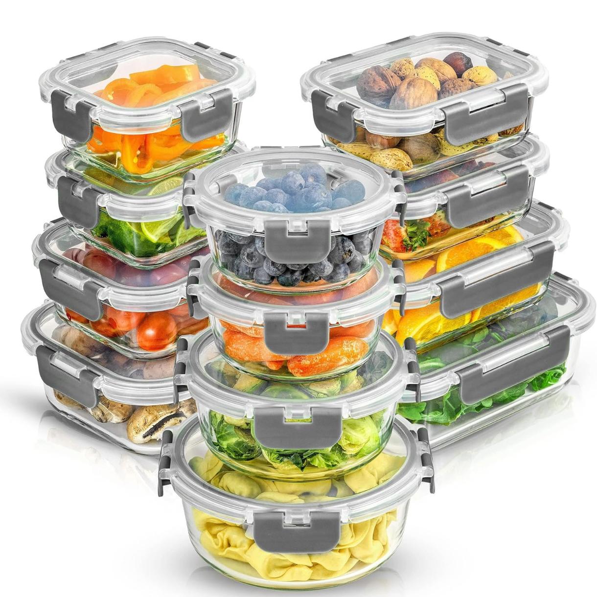 Food Storage Containers Tupperware - 24개입 보로실리케이트 유리 보관 용기(뚜껑 포함)