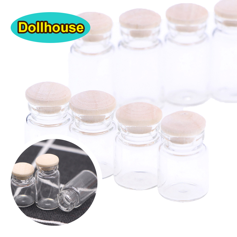 Food Storage Jars With Wooden Lids - 4개 1:12 인형집 미니어처 유리병 모델