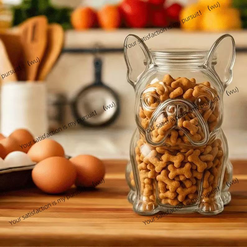 Food Storage Glass Containers Large - 대형 및 중형견용 불독 모양 유리