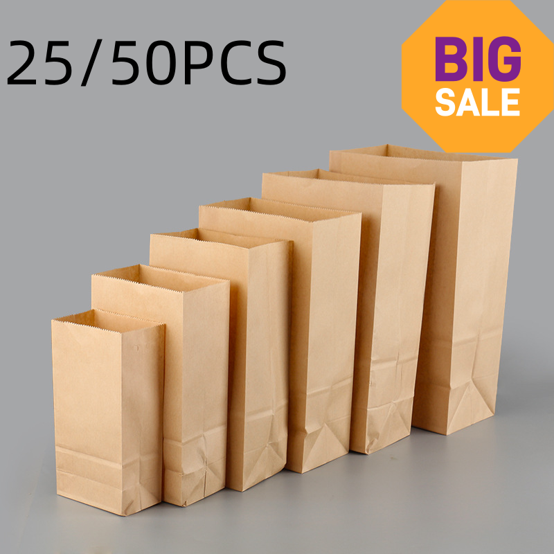 25/50pcs 갈색 크래프트 종이 봉투 절묘한 재활용 - Food Storage Plant 리뷰 및 가격