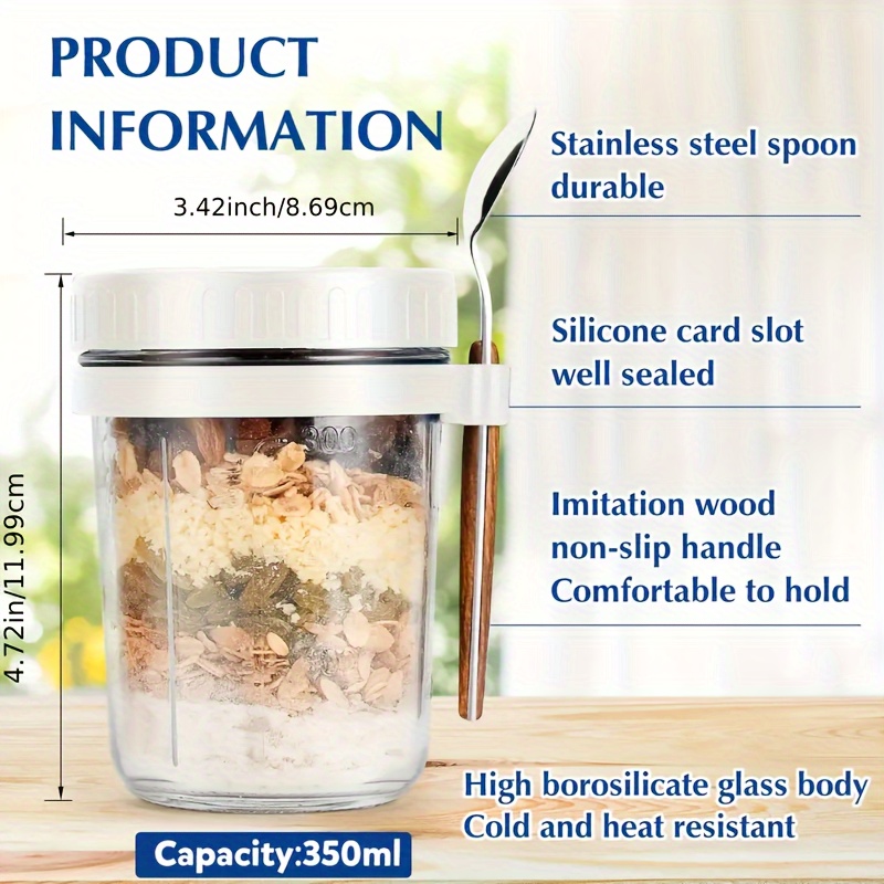 1개/2개 유리 오트밀 컵, 뚜껑과 스푼이 있는 오버나 - Food Storage Set Glass 리뷰 및 가격