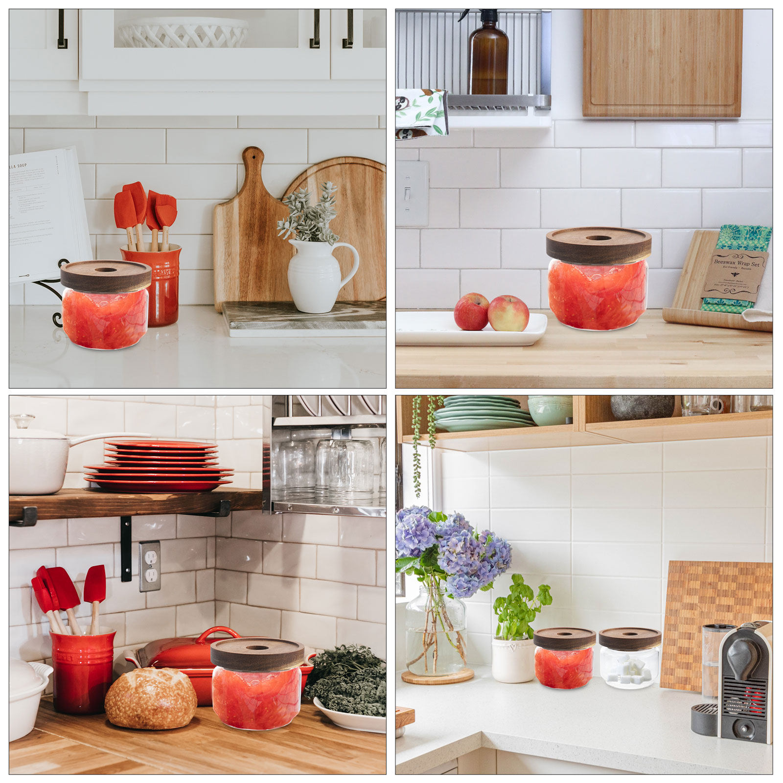 350ml 투명 내열 유리 차 보관 용기 나무 뚜껑 밀 - Food Storage Jars With Wooden Lids 리뷰 및 가격