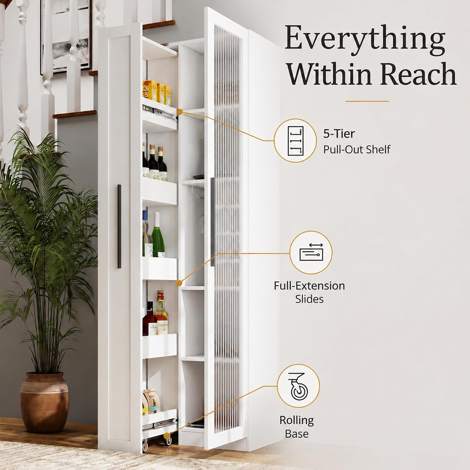 71인치 화이트 주방 팬트리 캐비닛, 5단 서랍형 정리 - Food Storage Without Pantry 리뷰 및 가격