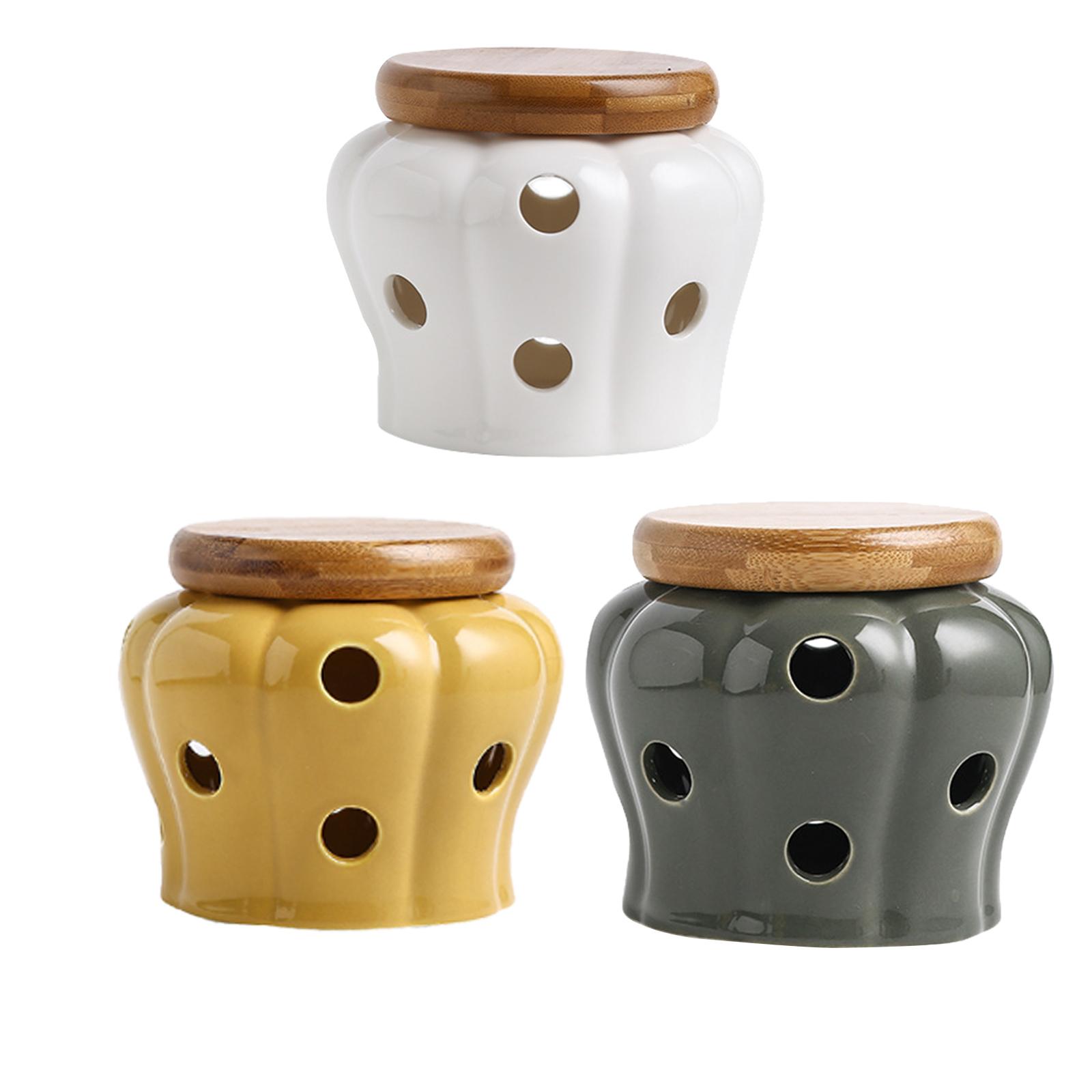 세라믹 마늘 보관함 (나무 뚜껑 포함) 호박 모양 마늘 - Food Storage Jars With Wooden Lids 리뷰 및 가격