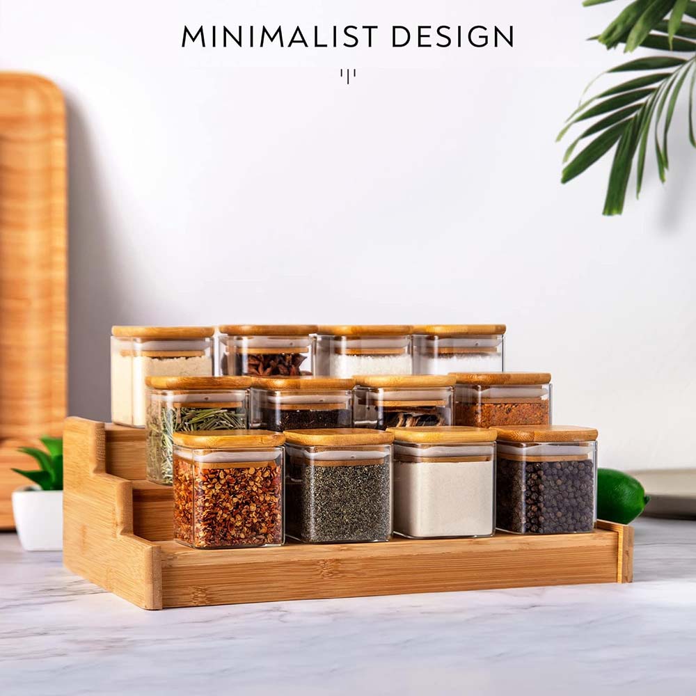 향신료 라벨이 있는 유리 항아리 세트, 대나무 뚜껑이  - Food Storage Set Glass 리뷰 및 가격