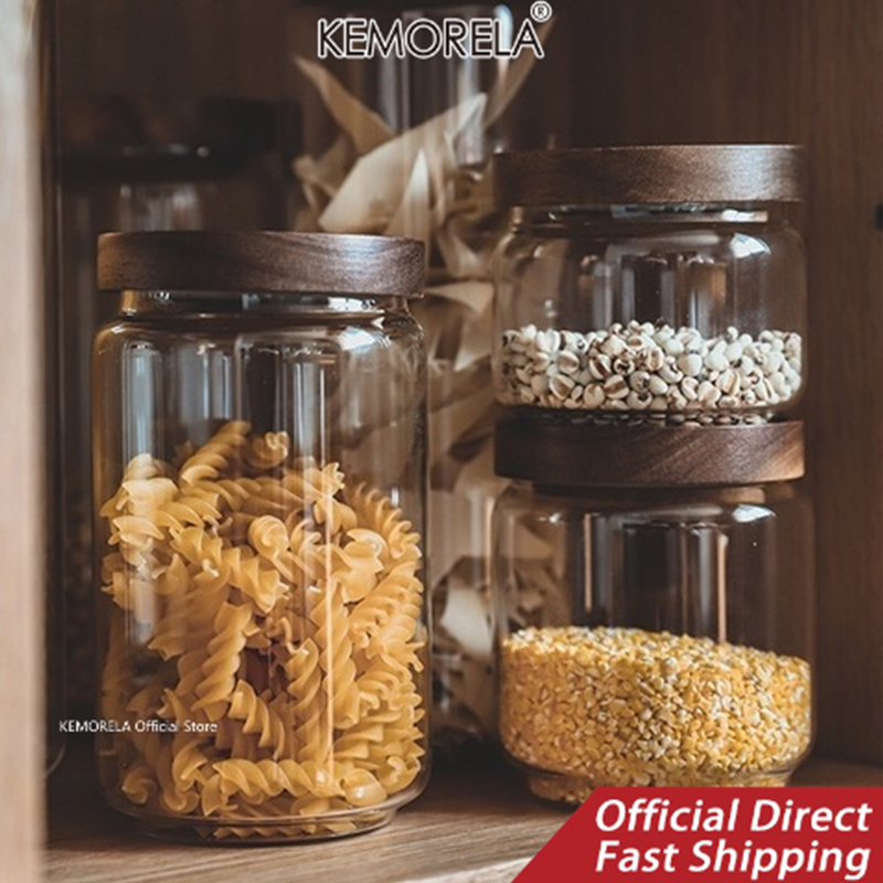 나무 뚜껑 유리 밀폐 용기 주방 보관 병 항아리 식품  - Food Storage Jars With Wooden Lids 리뷰 및 가격