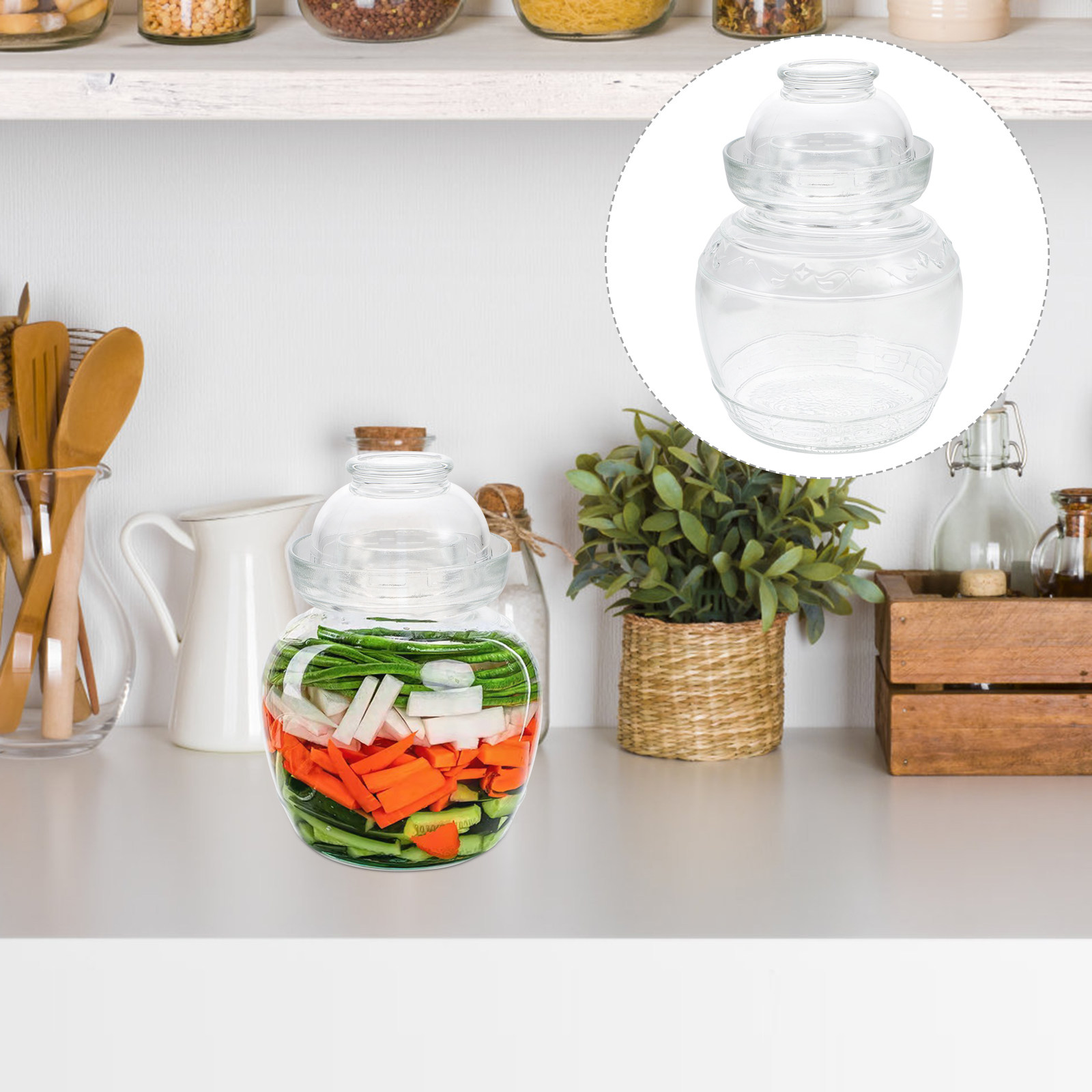 프리미엄 식품 등급 유리 피클 병, 밀폐형 방진 방충  - Food Storage Glass Containers Large 리뷰 및 가격