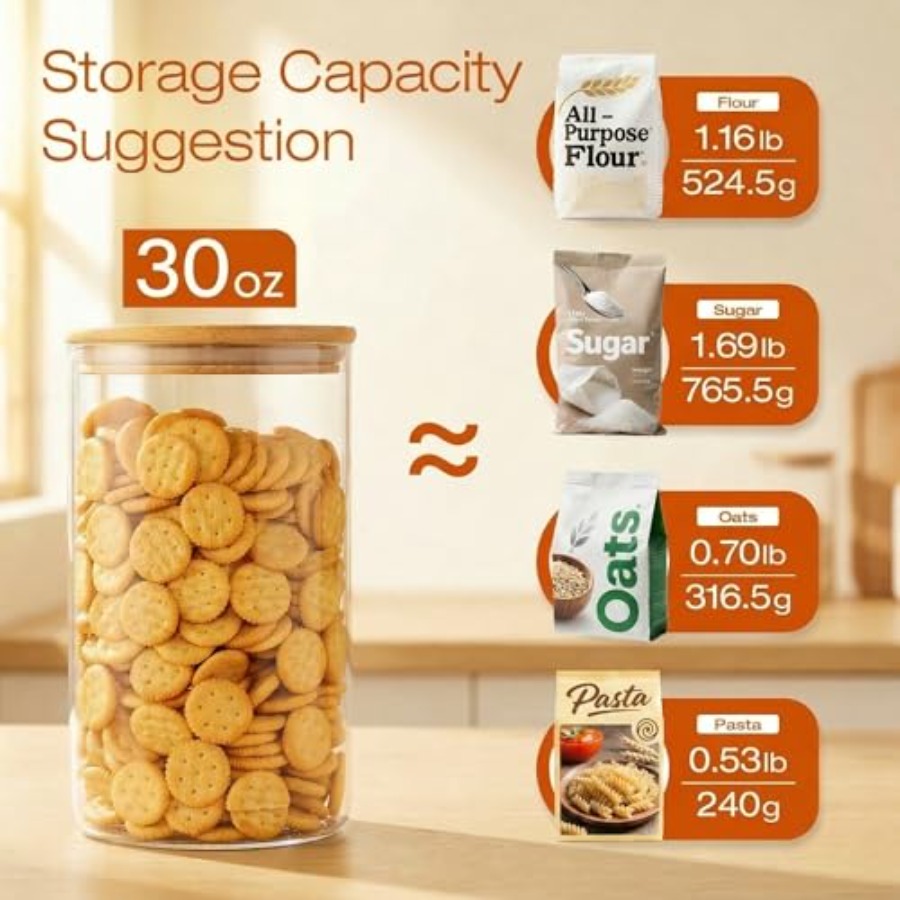 대나무 뚜껑이 있는 유리병 28 fl oz [8개 세트 - Food Storage Set Glass 리뷰 및 가격