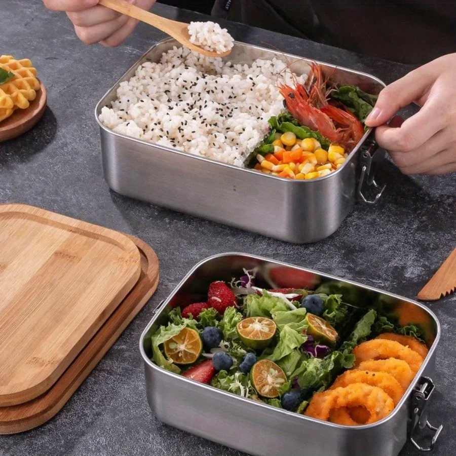 새로운 304 스테인리스 스틸 대나무 뚜껑 도시락, 일 - Food Storage Quart 리뷰 및 가격