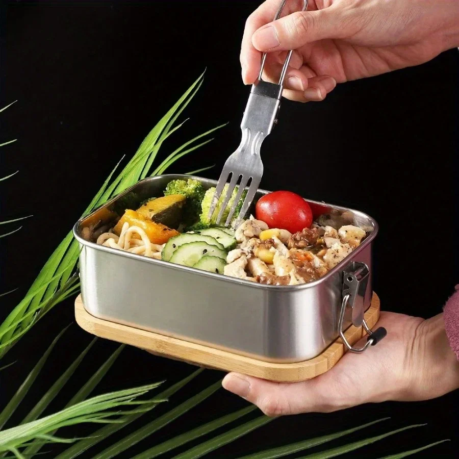 새로운 304 스테인리스 스틸 대나무 뚜껑 도시락, 일 - Food Storage Quart 리뷰 및 가격