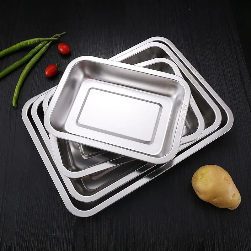 스테인레스 스틸 바베큐 차 보관 서빙 트레이 직사각형  - Food Storage Restaurant 리뷰 및 가격