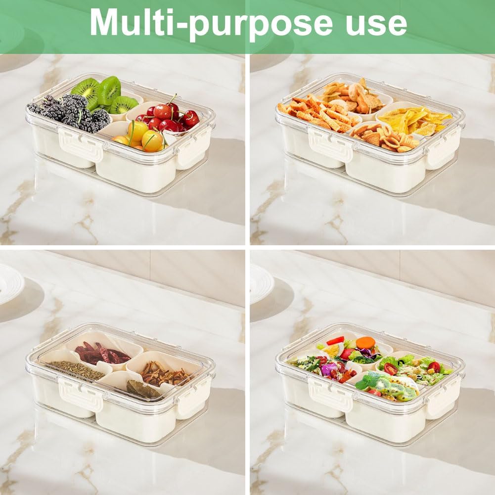 휴대용 식품 보관함, 스낵 보관함, 뚜껑이 있는 4칸, - Food Storage Quart 리뷰 및 가격