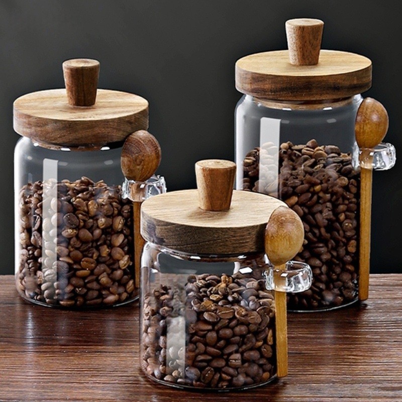ABJI-유리병 나무 뚜껑과 스푼 포함 13&20&30 - Food Storage Set Glass 리뷰 및 가격