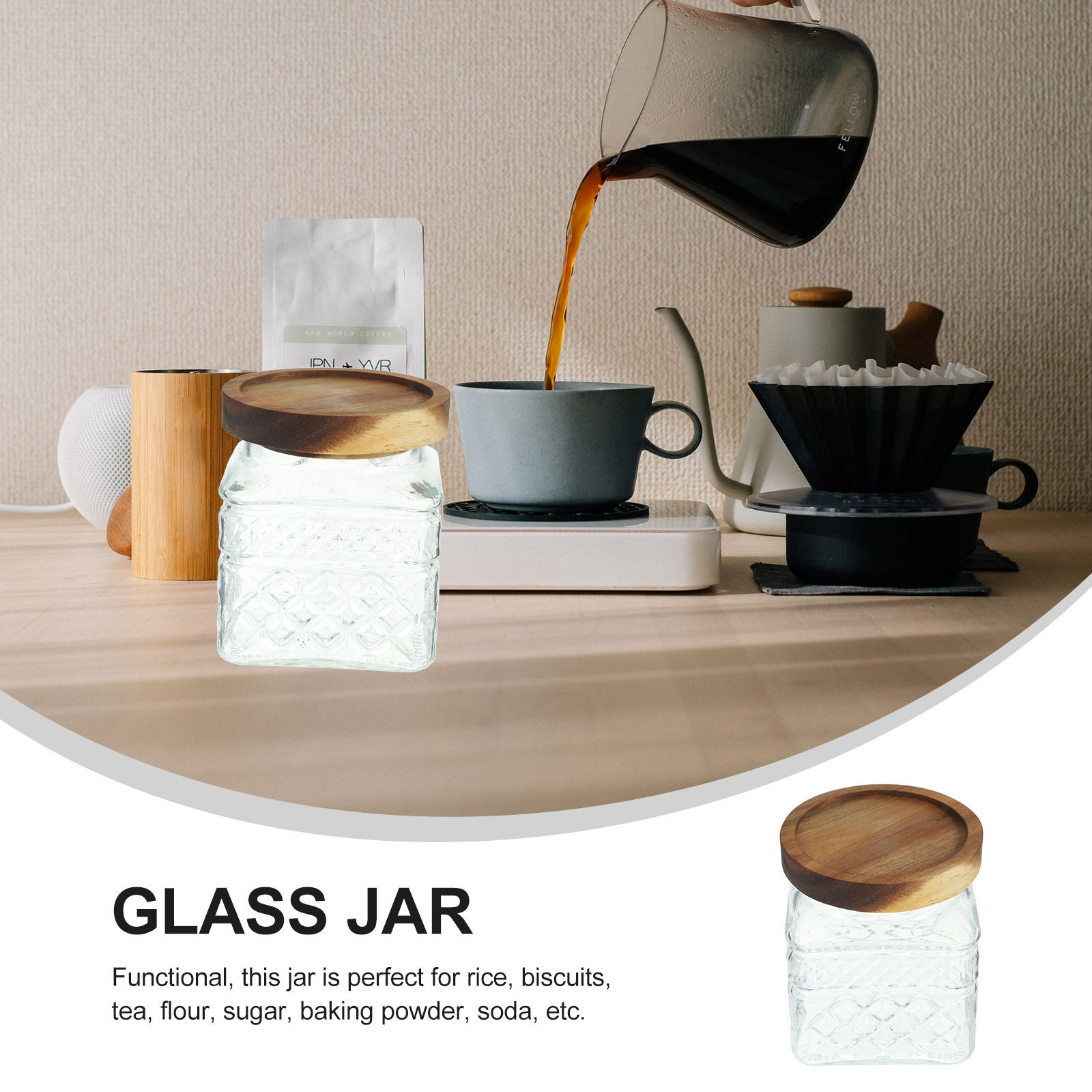 나무 뚜껑이 있는 투명 유리 용기, 차, 사탕, 건조  - Food Storage Jars With Wooden Lids 리뷰 및 가격