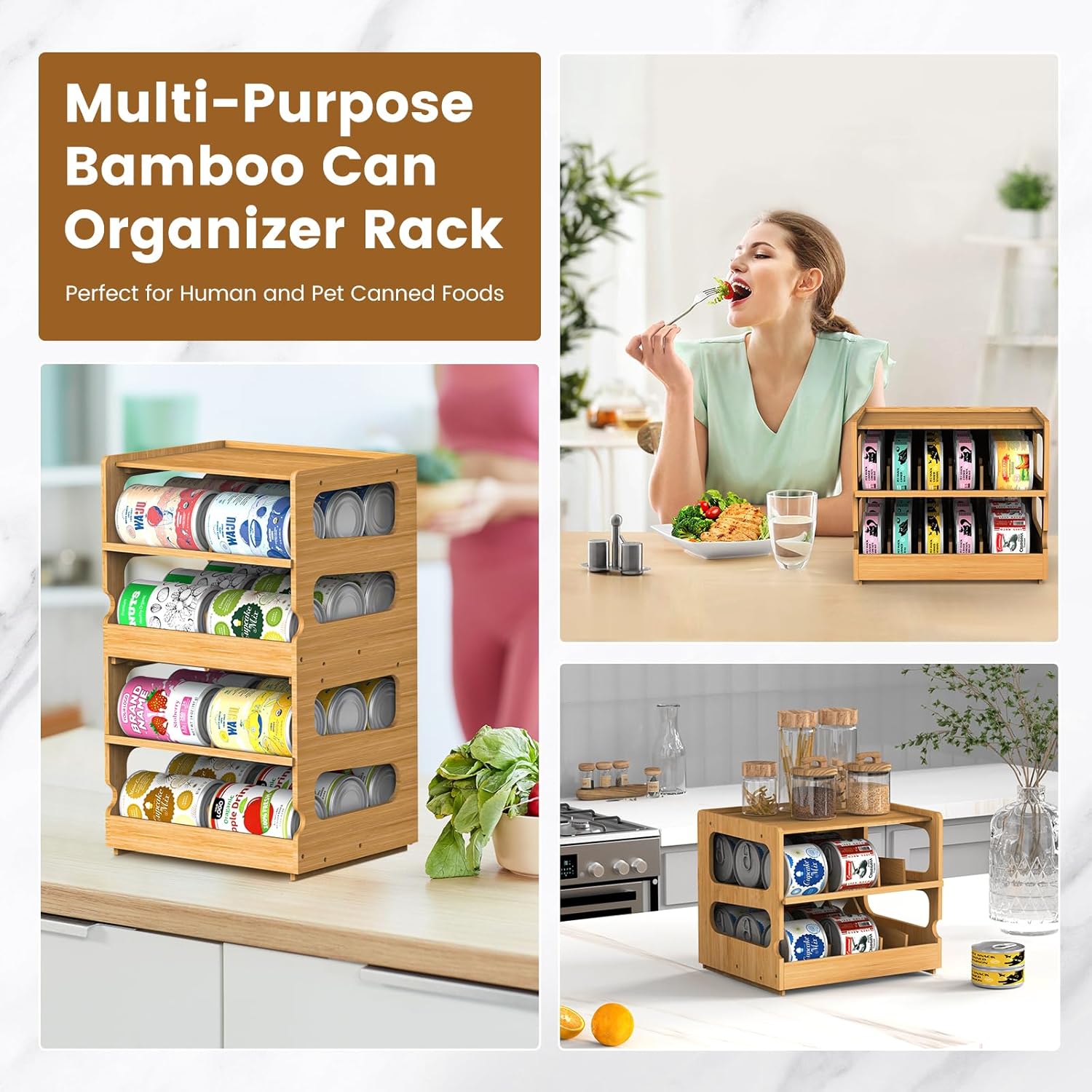 2단 쌓을 수 있는 대나무 캔 정리대, 식료품 저장실  - Food Storage Without Pantry 리뷰 및 가격