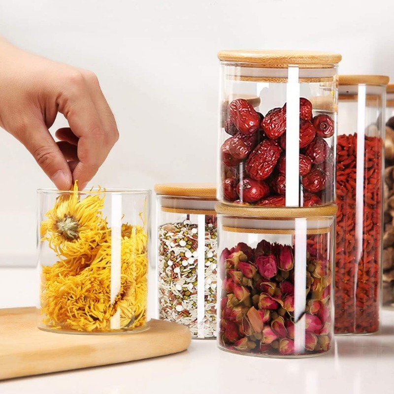대나무 밀폐 뚜껑과 라벨이 있는 유리병 12개 세트,  - Food Storage Glass Containers Large 리뷰 및 가격