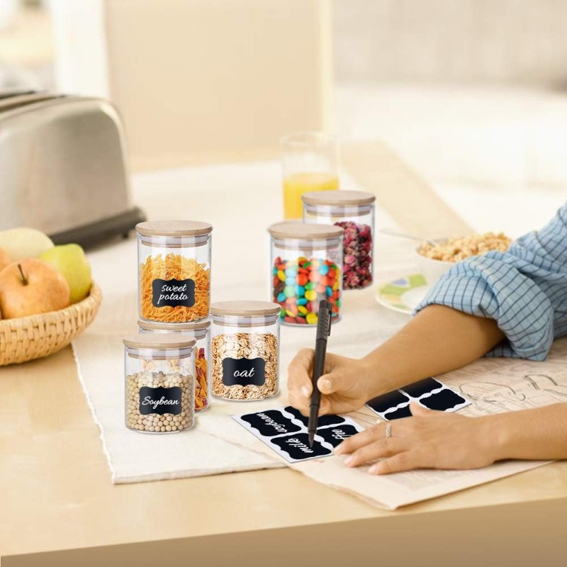 대나무 밀폐 뚜껑과 라벨이 있는 유리병 12개 세트,  - Food Storage Glass Containers Large 리뷰 및 가격