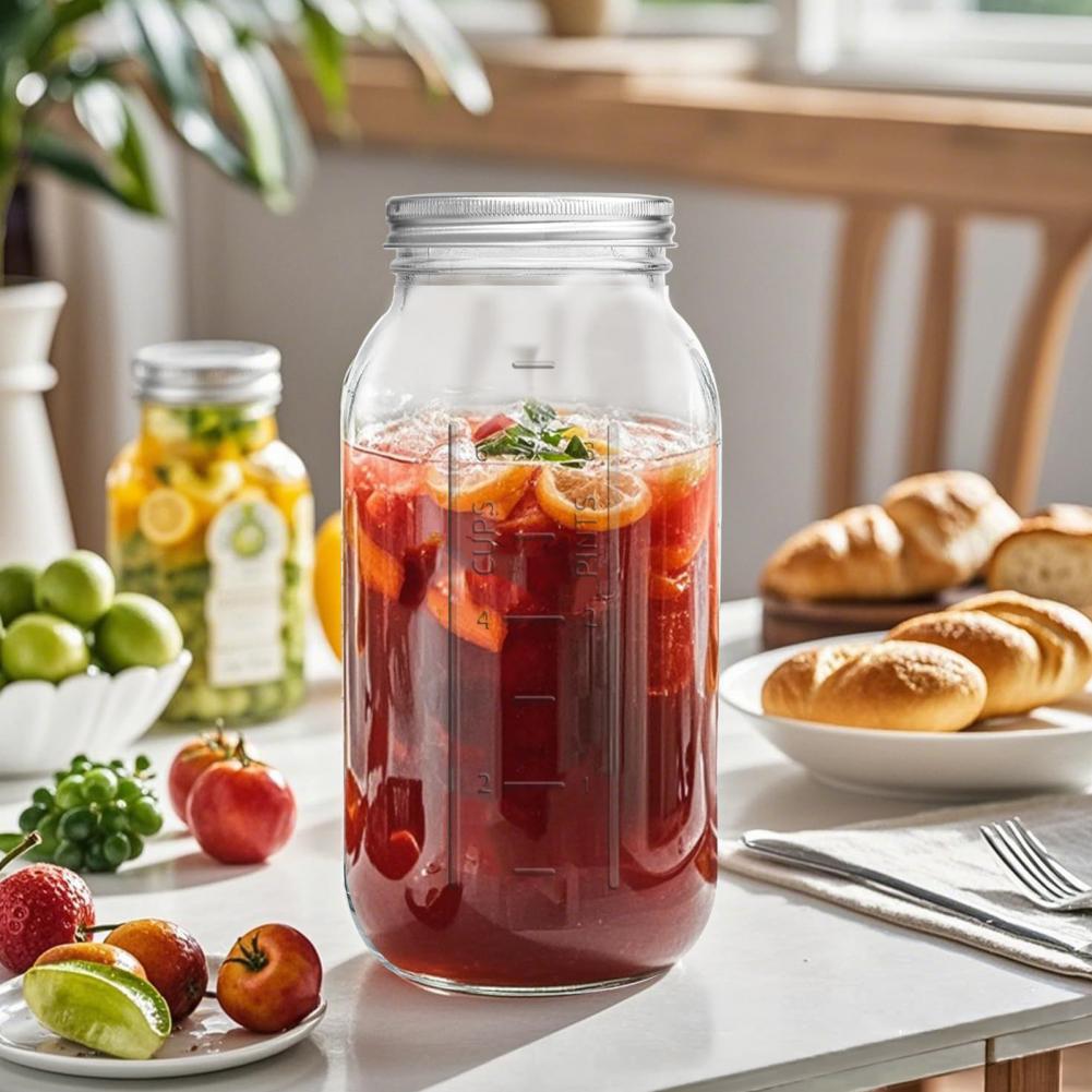 2000ML 와이드 마우스 메이슨 유리병, 뚜껑이 있는 - Food Storage Glass Containers Large 리뷰 및 가격