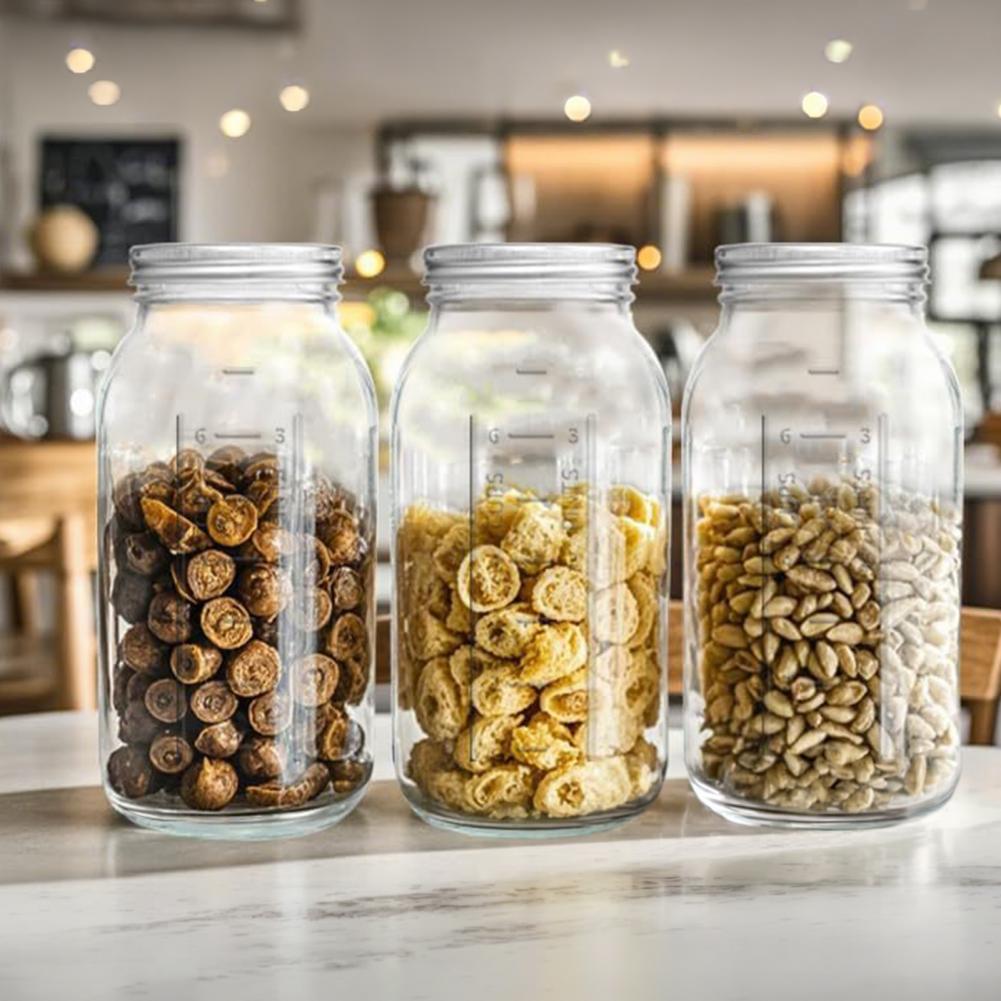 2000ML 와이드 마우스 메이슨 유리병, 뚜껑이 있는 - Food Storage Glass Containers Large 리뷰 및 가격