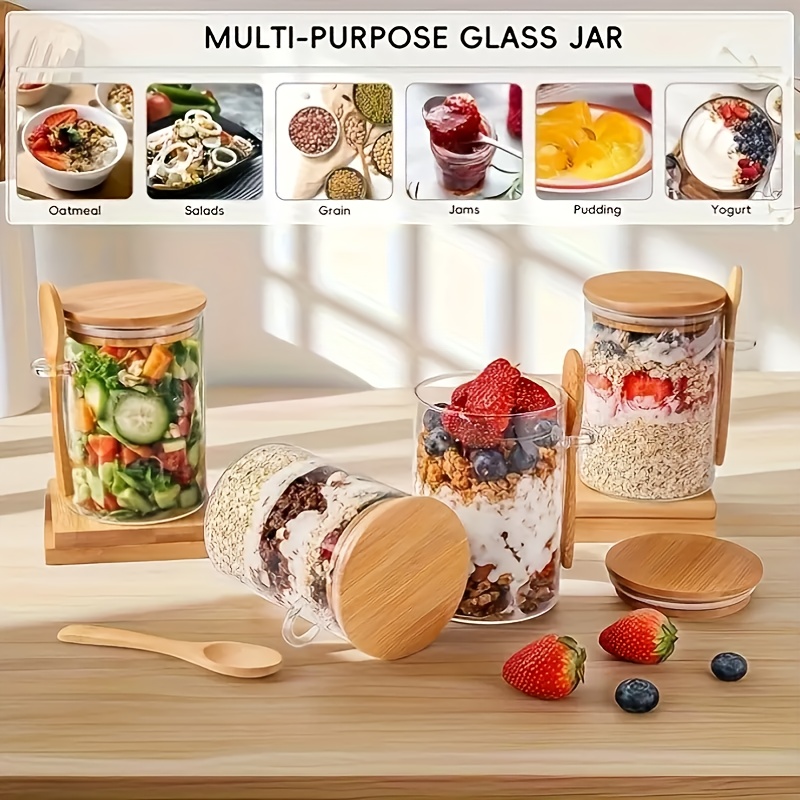 1/2/4/8개입 오트밀 유리컵 세트, 뚜껑과 스푼 포 - Food Storage Set Glass 리뷰 및 가격