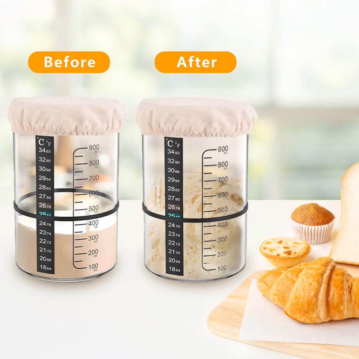 1500/900ml 사워도우 스타터 유리병 세트, 내열 - Food Storage Set Glass 리뷰 및 가격