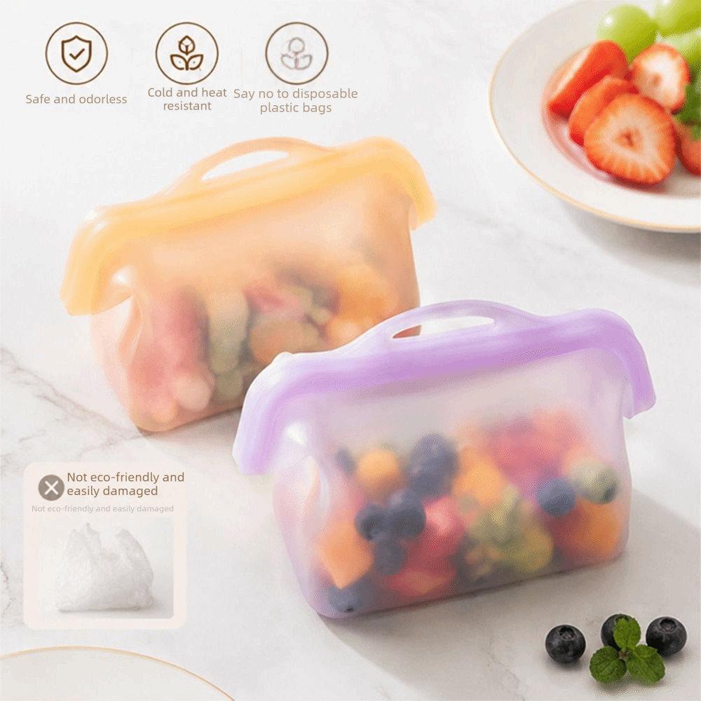 누수 방지 실리콘 식품 보관 백, 손잡이가 있는 자립형 - Food Storage Temperature 리뷰 및 가격