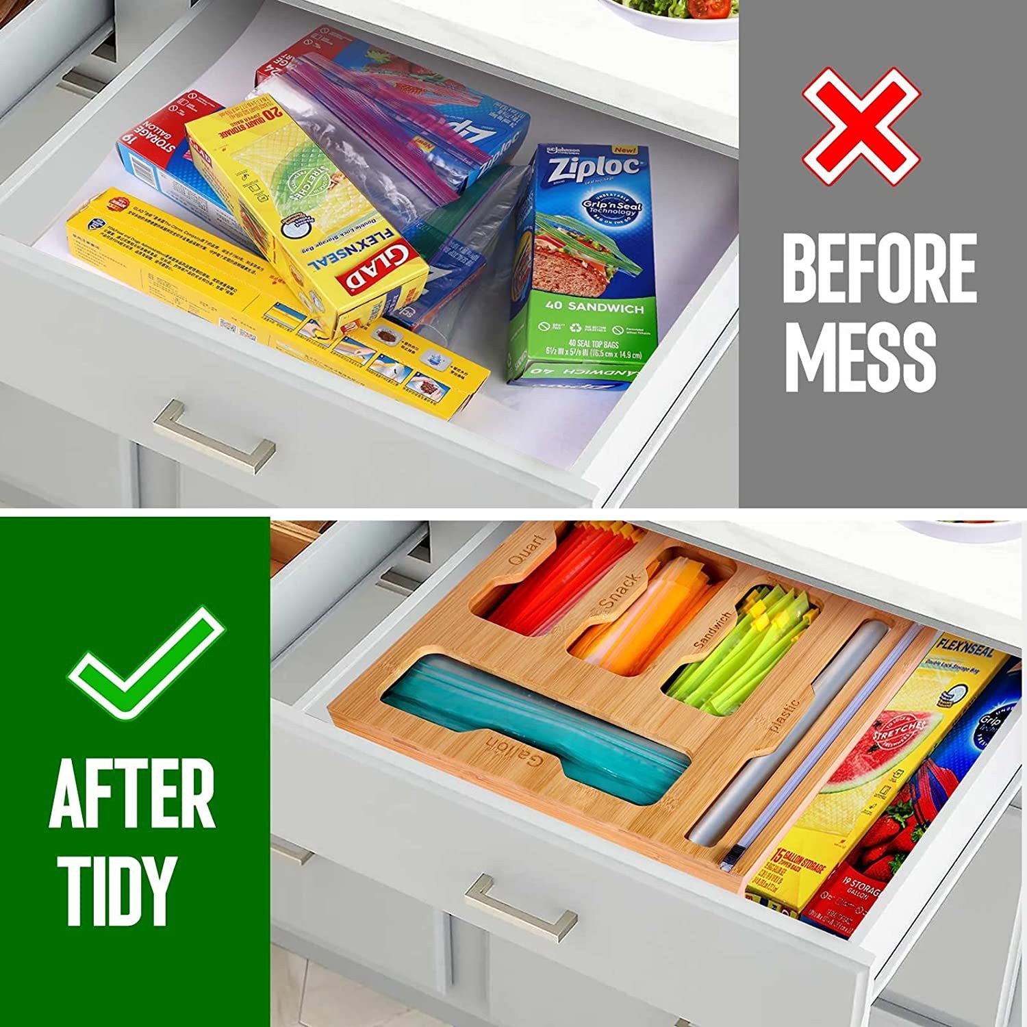 대나무 지퍼 식품 가방 거치대 호환 벽 보관 랙, 주방 - Food Storage Rack For Kitchen 리뷰 및 가격