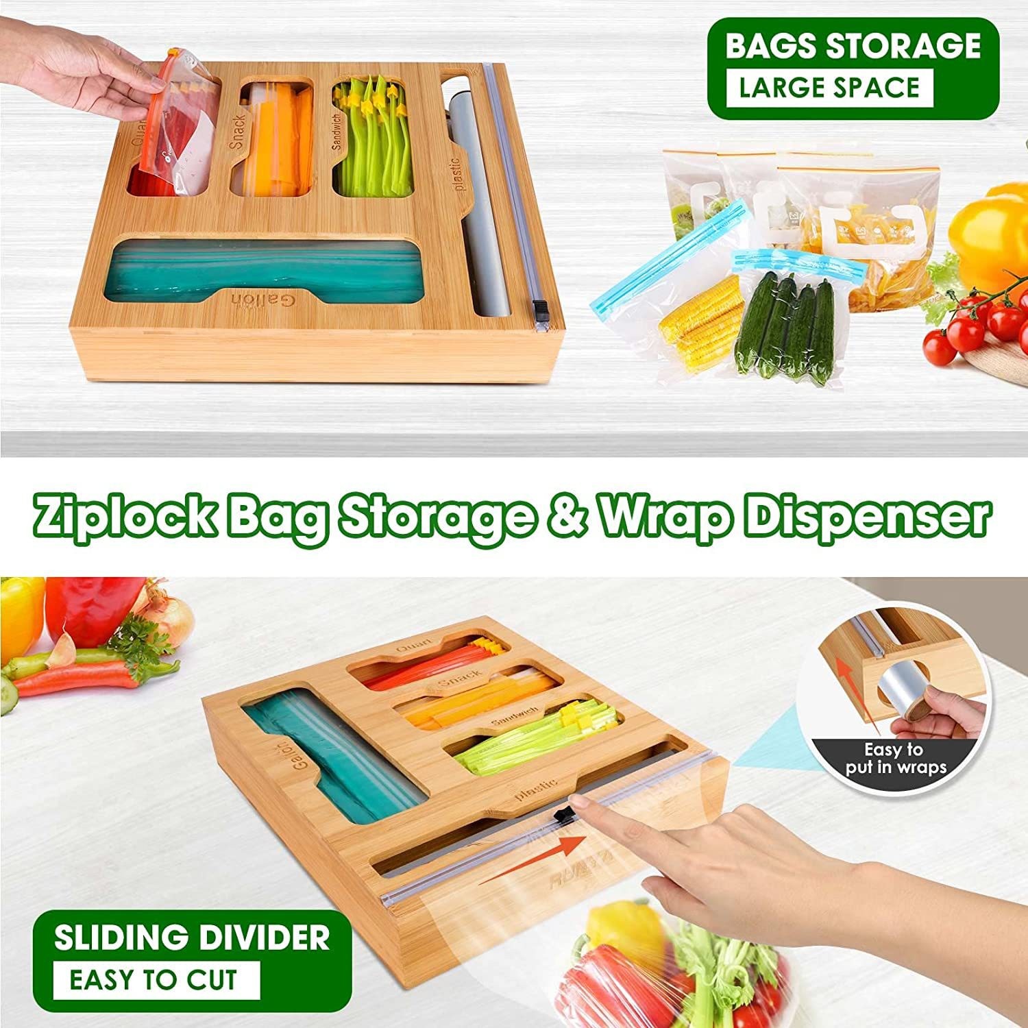 대나무 지퍼 식품 가방 거치대 호환 벽 보관 랙, 주방 - Food Storage Rack For Kitchen 리뷰 및 가격
