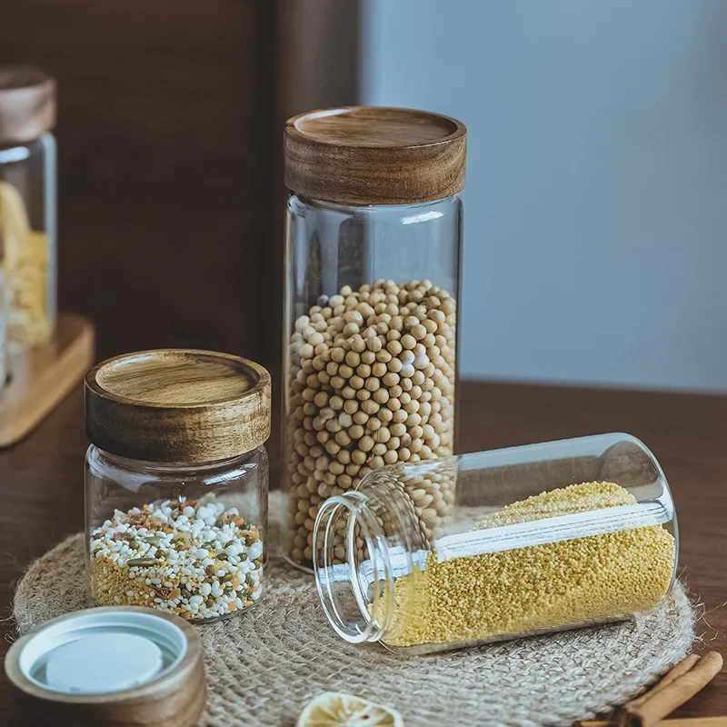 목재 뚜껑 오거나이저 유리 밀폐 용기, 주방 보관 병, - Food Storage Set Glass 리뷰 및 가격