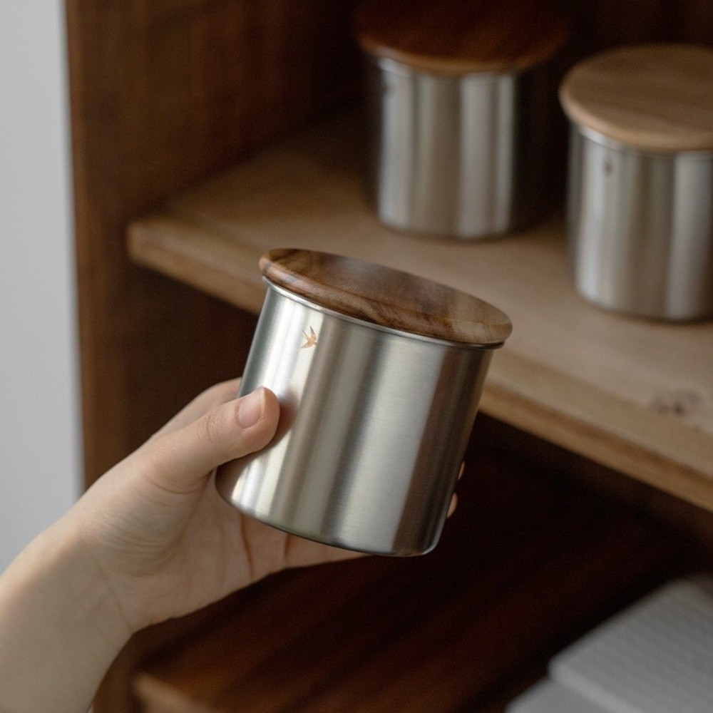 새로운 스테인레스 스틸 말차 항아리 380ml 560m - Food Storage Jars With Wooden Lids 리뷰 및 가격