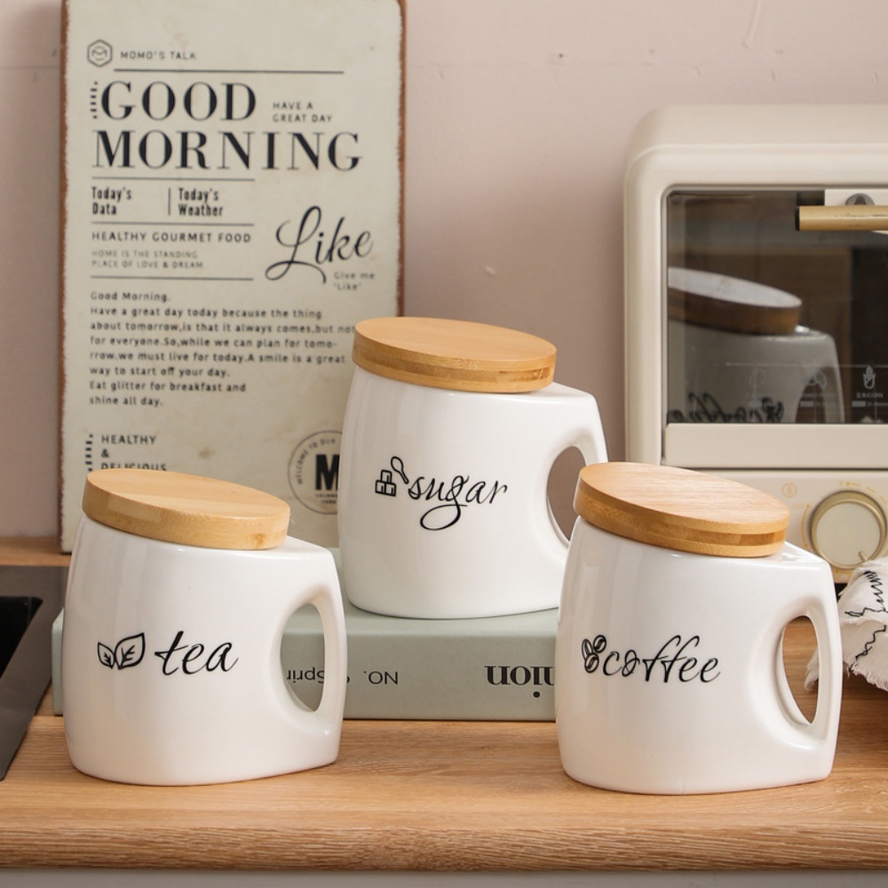 대나무 뚜껑과 손잡이가 있는 세라믹 저장 용기 - 설탕 - Food Storage Jars With Wooden Lids 리뷰 및 가격