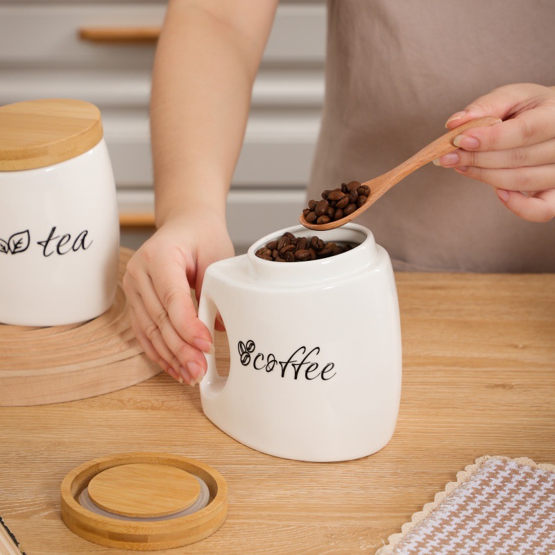 대나무 뚜껑과 손잡이가 있는 세라믹 저장 용기 - 설탕 - Food Storage Jars With Wooden Lids 리뷰 및 가격