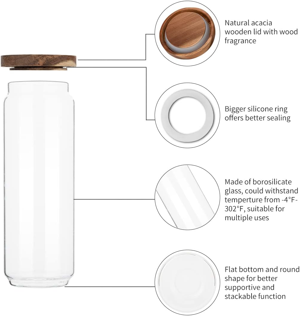 4팩 34온스 유리병 나무 뚜껑 포함, 유리 주방 용기 - Food Storage Set Glass 리뷰 및 가격