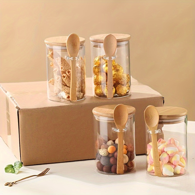 280ml 캔디 병, 비스킷 병, 밀폐된 대나무 뚜껑과 - Food Storage Set Glass 리뷰 및 가격