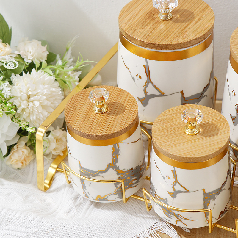 황금 대리석 질감 밀폐 항아리, 뚜껑이 있는 세라믹 항 - Food Storage Rack For Kitchen 리뷰 및 가격