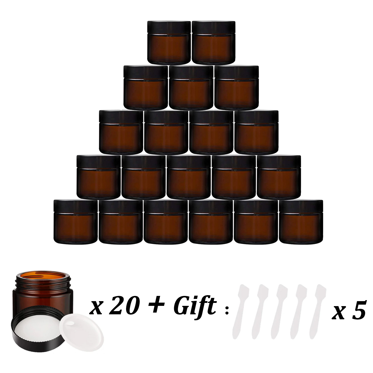 20PCS 검은 뚜껑이있는 작은 앰버 유리 항아리 크림 - Food Storage Set Glass 리뷰 및 가격