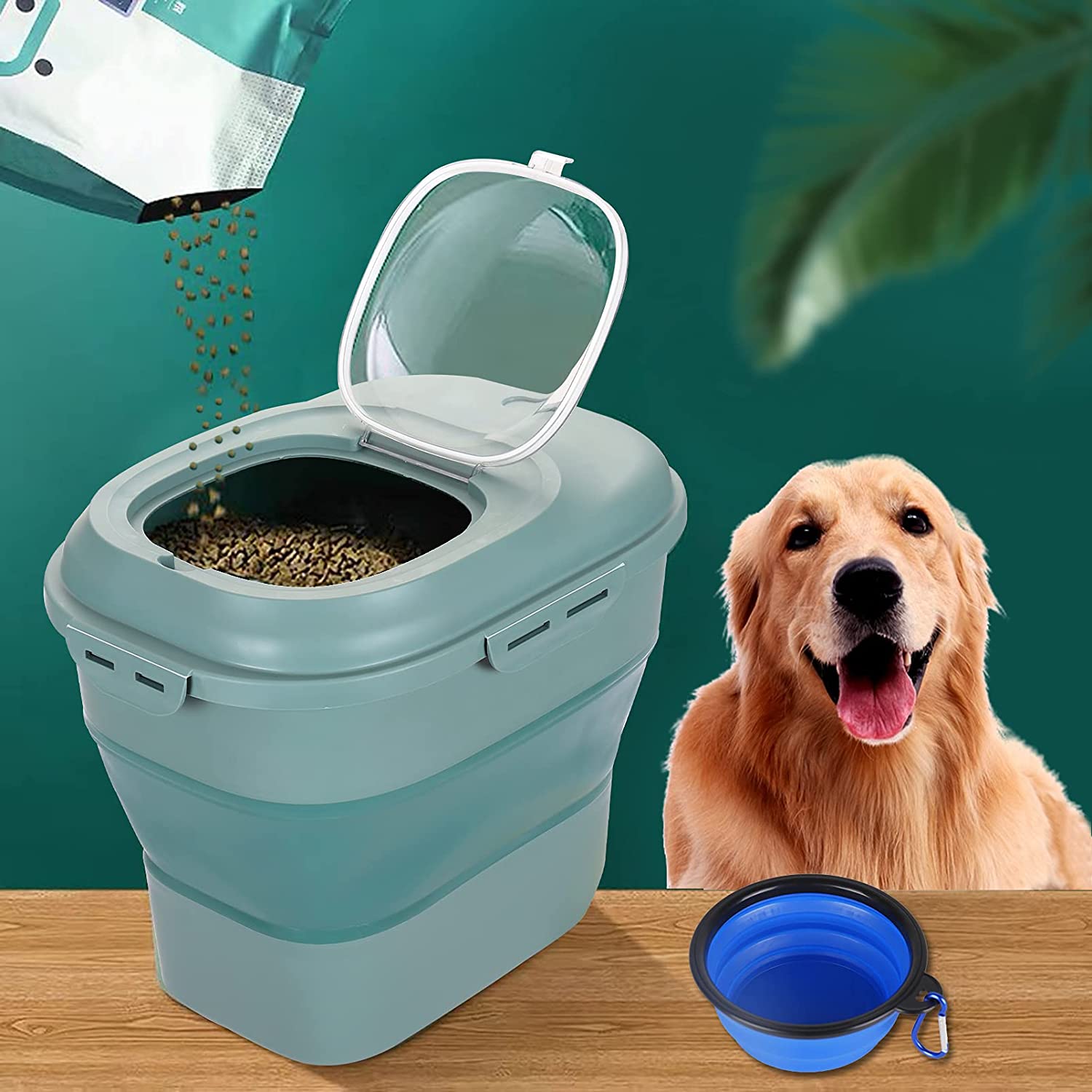 접이식 애완 동물 사료 보관 용기, 대용량, 밀폐형,  - Dog Food Storage Xl 리뷰 및 가격